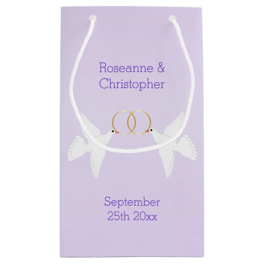 Duiven Ontwerp Lila Gekleurde Bruiloft Klein Cadeauzakje (Achterkant)
