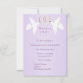Duiven Ontwerp Lila Gekleurde Bruiloft RSVP Kaartje (Voorkant)