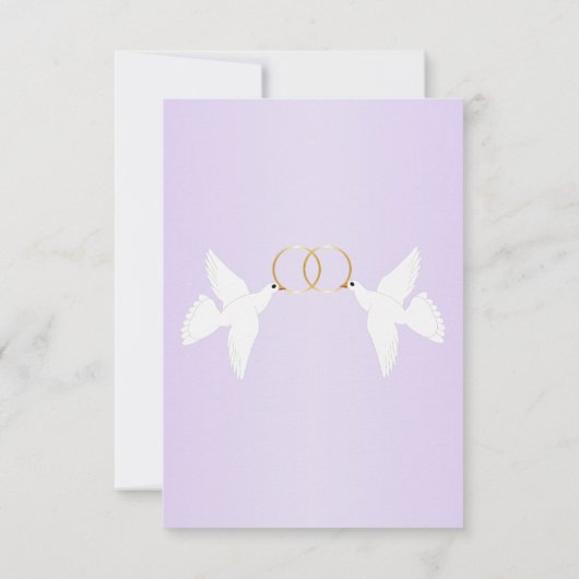 Duiven Ontwerp Lila Gekleurde Bruiloft RSVP Kaartje (Achterkant)