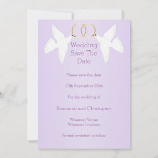 Duiven Ontwerp Lila Gekleurde Bruiloft Save The Date
