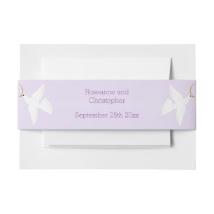 Duiven Ontwerp Lila Gekleurde Bruiloft Uitnodigingen Wikkel