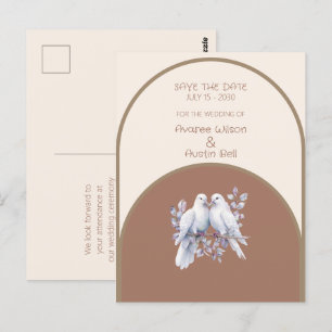 Duiven Ringen Mocha Mousse Licht Beige Taupe Gebog Briefkaart