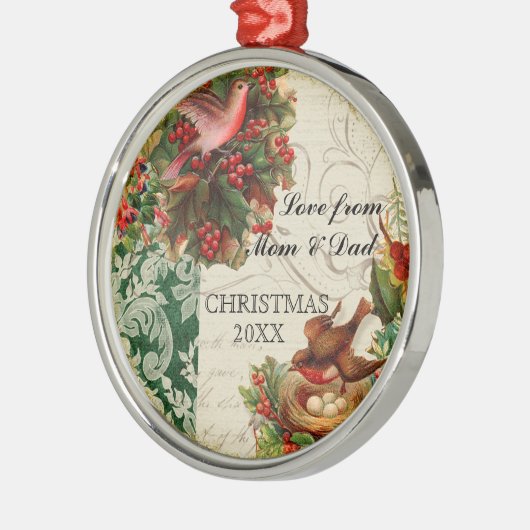 duiven, Robins n Holly Christmas Ornament (Links)