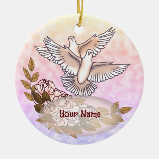 Duiven Rozen ornament (Voorkant)