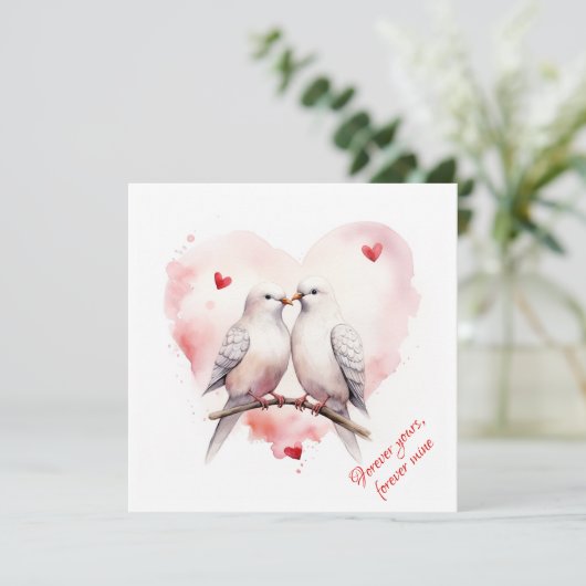 Duiven van de Liefde | Eigen tekst | Valentijnsdag Feestdagenkaart (Staand voorkant)