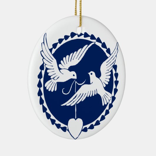 Duiven van kerstbomen keramisch ornament (Rechts)