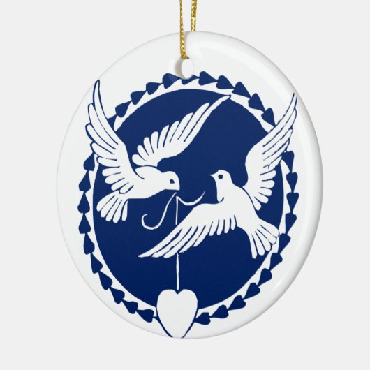 Duiven van kerstbomen keramisch ornament (Links)