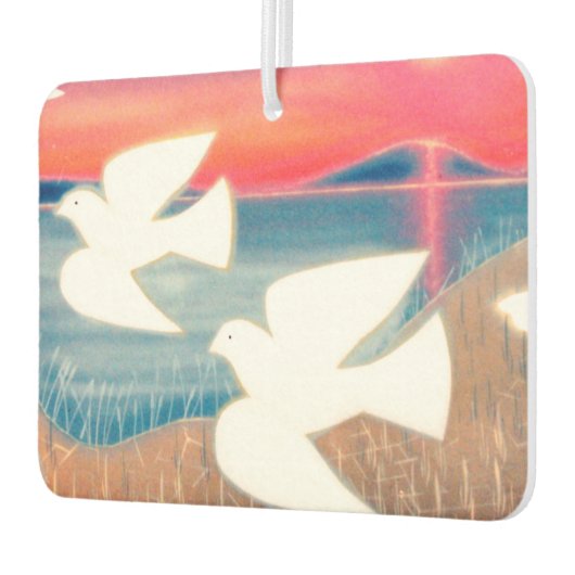 Duiven vliegen over het meer luchtverfrisser (Links)