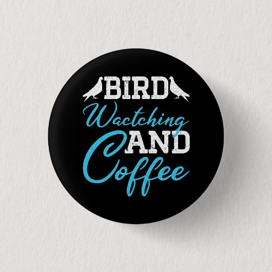 Duiven, vogelwateren en koffie ronde button 3,2 cm (Voorkant)