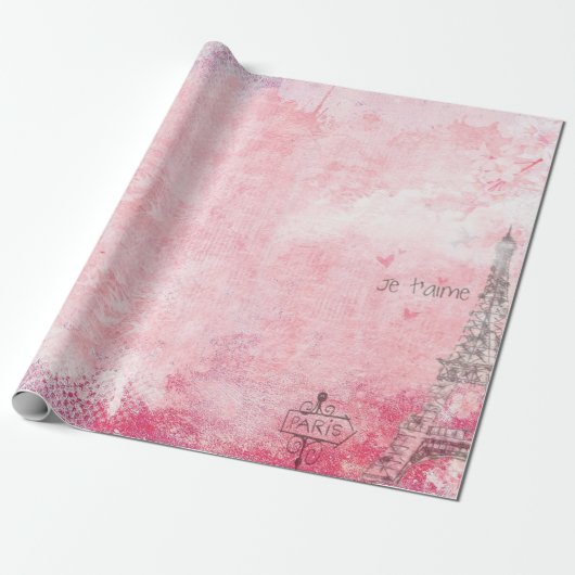  duiven voor eiffeltoren in Parijs Cadeaupapier (Uitgerold)