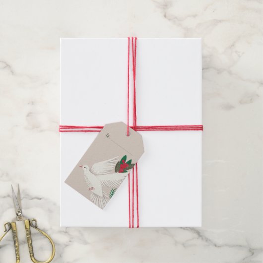 Duiven Vrede op aarde Kerstcadeau etiketten Cadeaulabel (Met Touw)