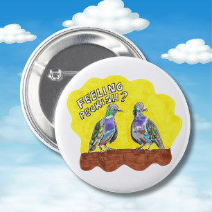 Duivenbadge voelt een pikante vogel ronde button 5,7 cm