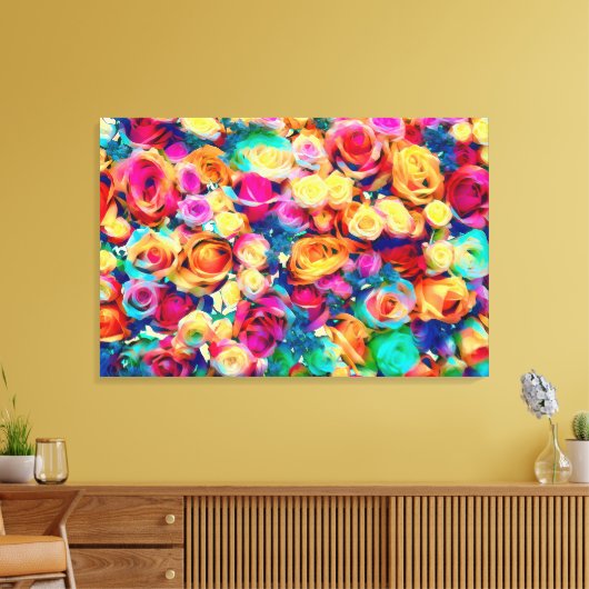 Duivende Rozen Canvas Afdruk (Insitu (Woonkamer))