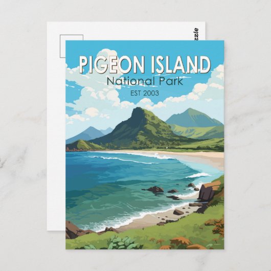 Duiveneiland Nationaal Park Saint Lucia Travel Art Briefkaart (Voorkant / Achterkant)