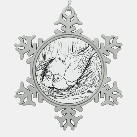 duivenfamilie tin sneeuwvlok ornament (Voorkant)