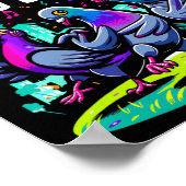 Duivenfeest Shuffle Dance Moves Funny Bird Dancer Poster (Hoek)