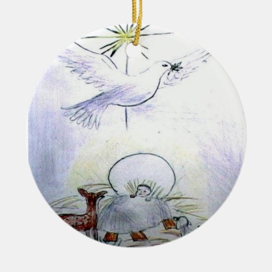 duivenkind jesus keramisch ornament (Voorkant)