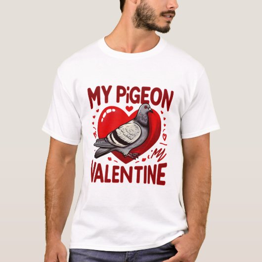 Duivenliefde - Mijn Valentijn is een gevederde vri T-shirt (Voorkant)