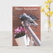 Duivenpaar en Drijfbare bloemen  Kaart (Gele Bloem)