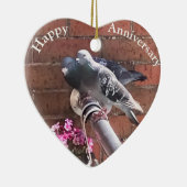 Duivenpaar en Drijfbare bloemen Keramisch Ornament (Rechts)