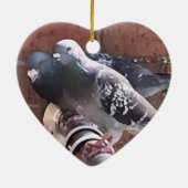 Duivenpaar en Drijfbare bloemen Keramisch Ornament (Achterkant)