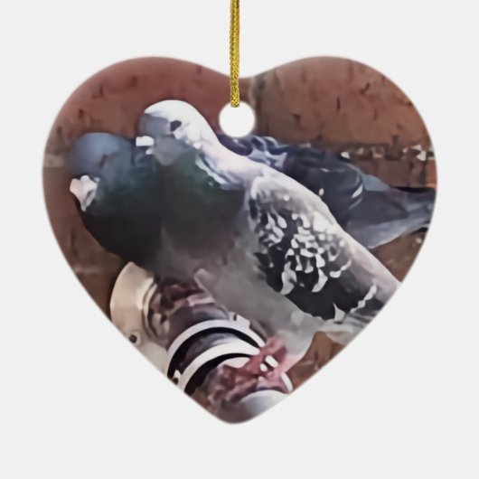 Duivenpaar en Drijfbare bloemen Keramisch Ornament (Achterkant)