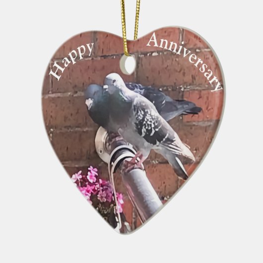 Duivenpaar en Drijfbare bloemen Keramisch Ornament (Links)