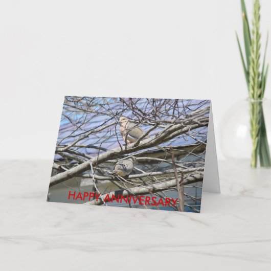 Duivenpaar tussen de takken, GELUKKIG JUBILEUM Kaart (Voorkant)