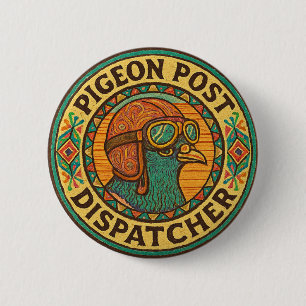 Duivenpost Dispatcher - Vintage Aviator Vogel Logo Ronde Button 5,7 Cm