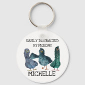 Duivenvervormde persoonlijke vogellat sleutelhanger (Voorkant)