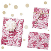 Duivenvogel rood en wit feestelijk inpakpapier vel