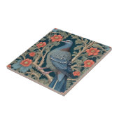 Duivenvogel William Morris stijl Left Red Flowers Tegeltje (Zijkant)