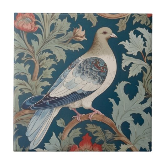 Duivenvogel William Morris stijl Rechts tegenover Tegeltje (Voorkant)