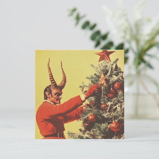 Duiwel Versier Die Boom Feestdagenkaart (Staand voorkant)