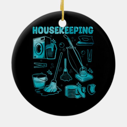 Duizekeeping Squad Cleaner Cleaner Housekeeper Ro Keramisch Ornament (Achterkant)