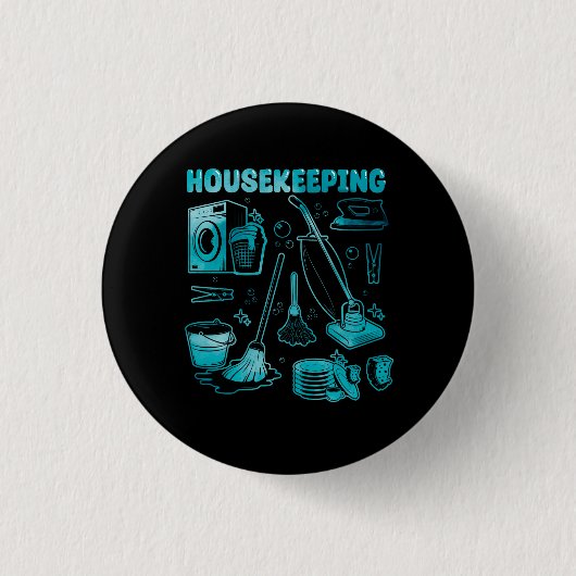 Duizekeeping Squad Cleaner Cleaner Housekeeper Ro Ronde Button 3,2 Cm (Voorkant)