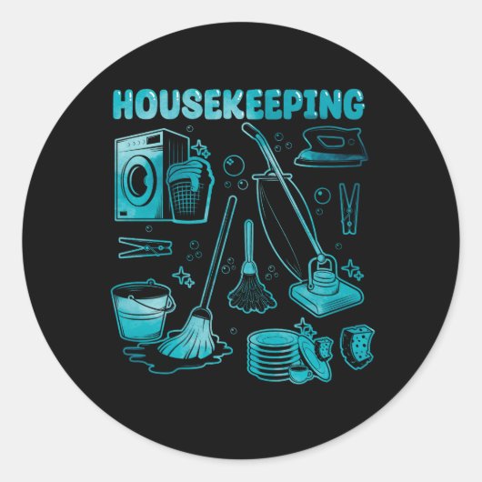 Duizekeeping Squad Cleaner Cleaner Housekeeper Ro Ronde Sticker (Voorkant)