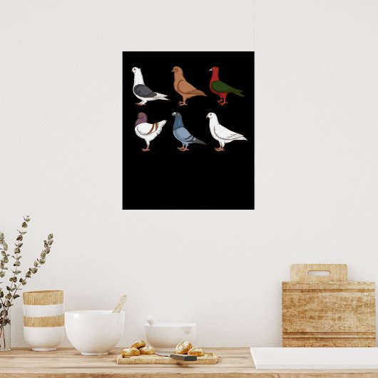 Duizelbrekende Mannen Pigeon Racing Pigeon Poster (Keuken)