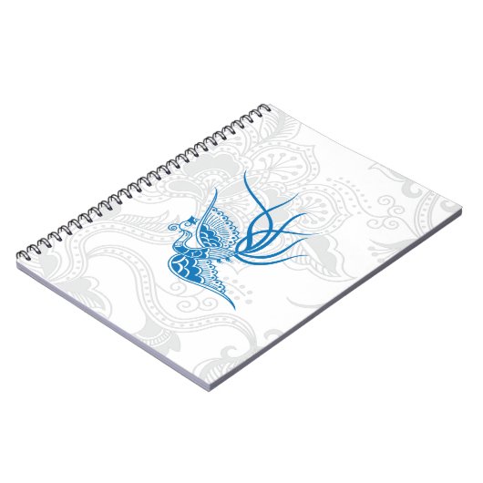 Duizelend blauw vogel- en Floral Pattern-Notitiebo Notitieboek (Linkerzijde)