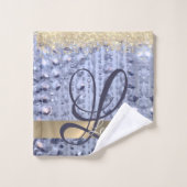 Duizelend Glittery Blue Beads Monogram Bad Handdoek (Wasdoekje)