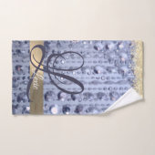 Duizelend Glittery Blue Beads Monogram Bad Handdoek (Handdoek)