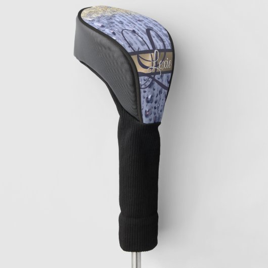 Duizelend Glittery Blue Beads Monogram Golfheadcover (Schuin)