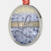 Duizelend Glittery Blue Beads Monogram Metalen Ornament (Links)