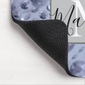 Duizelend Glittery Blue Beads Monogram Muismat (Hoek)