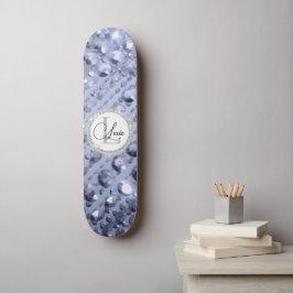 Duizelend Glittery Blue Beads Monogram Persoonlijk Skateboard