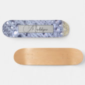 Duizelend Glittery Blue Beads Monogram Persoonlijk Skateboard (Horizontaal)