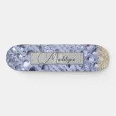 Duizelend Glittery Blue Beads Monogram Persoonlijk Skateboard (Horizontaal)