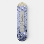 Duizelend Glittery Blue Beads Monogram Persoonlijk Skateboard (Voorkant)