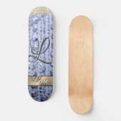 Duizelend Glittery Blue Beads Monogram Persoonlijk Skateboard (Voorkant)