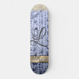 Duizelend Glittery Blue Beads Monogram Persoonlijk Skateboard